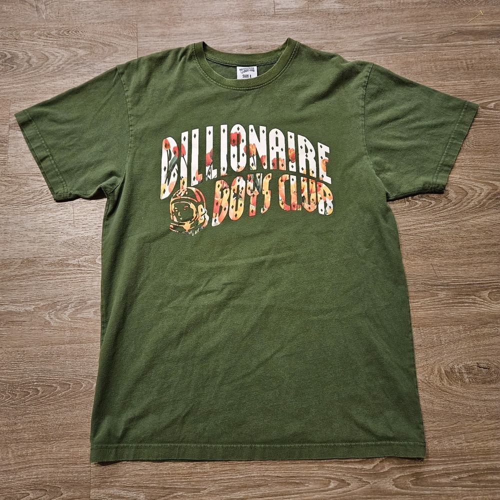 Billionaire Boys Club T Shirt Mens L Green Floral Logo Astronaut BBC Graphic